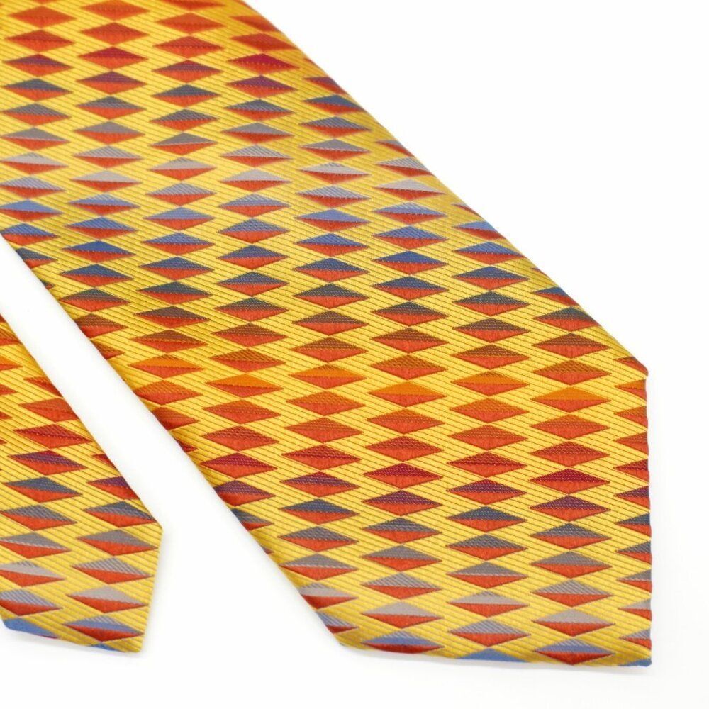 Jacobs Roberts‎ LTD Yellow Red Blue Geometric Woven Silk Tie Wide